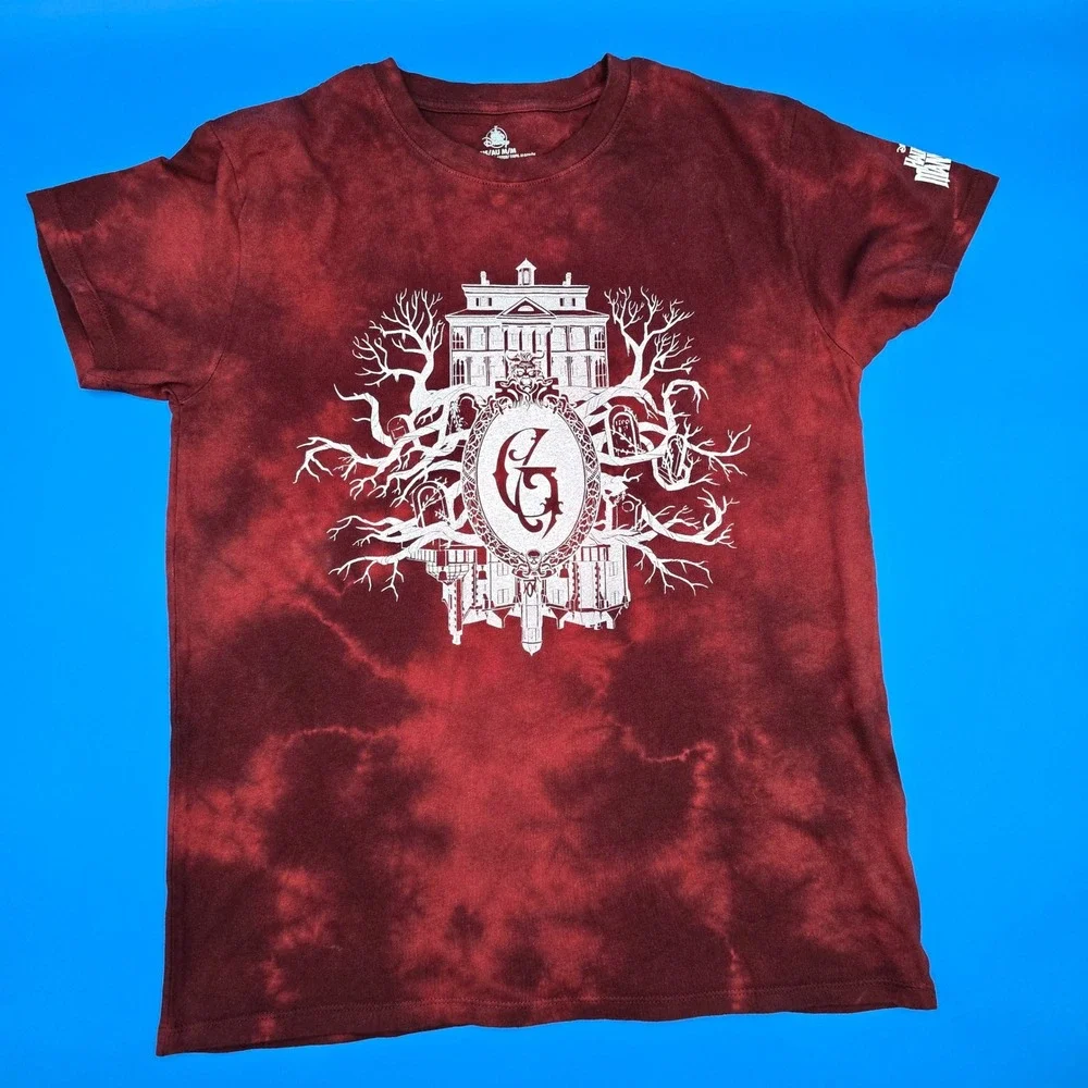 Disneyland Haunted Mansion Gracey‎ Manor Shirt Women's M Tie Dye Maroon Graphic